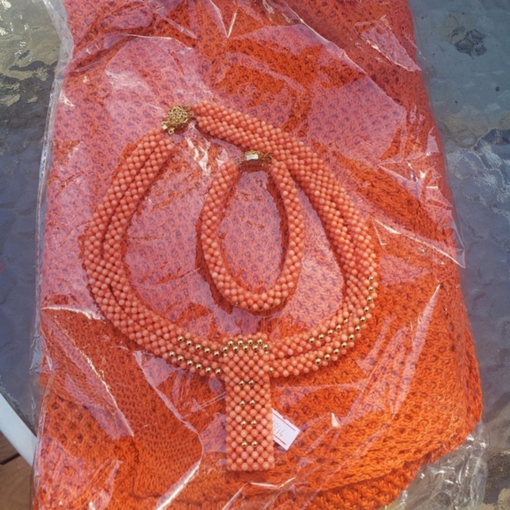 High Quality Crochet Knitted Beach Dress Orange - Picture 15 of 16
